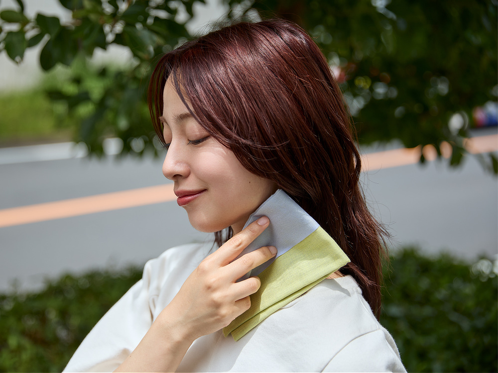 和晒しコットン100%、日除け、汗拭き、冷え対策できる「首の肌着」|Oo(ワオ)