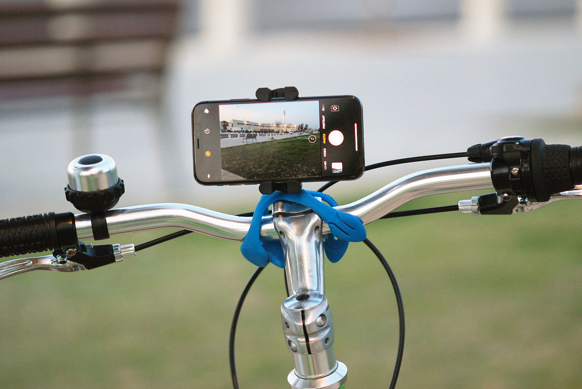 自転車のハンドルにも固定できる、柔軟な5本足でスマホやカメラをどこにでも固定!薄くて、軽くて、コンパクトなスマホ&カメラ用スタンド| miggo