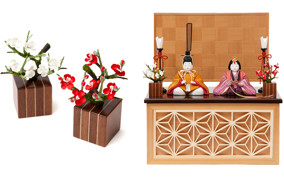 Image: https://1fl0kyr79c.user-space.cdn.idcfcloud.net/photographes/3f55596f31ed4454ee47a195cead2f7c.jpg 購入特典|よりプレミアム感を演出できる箱根寄木細工「花」をプレゼント!モダンな美しい日本の伝統工芸が結集した木目込みプレミアム雛人形|柿沼東光の宝想雛