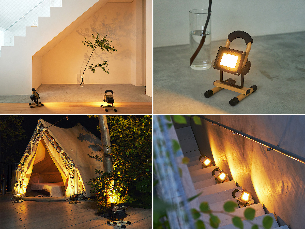 Image: https://1fl0kyr79c.user-space.cdn.idcfcloud.net/photographes/4d3af6f5d16d499414d2e2a2503cfe94.jpg もちろん、暗い夜道やガレージ、停電時の家も、明るく照らしてくれます。モバイルバッテリーとして、スマホの充電もできる|上下左右に自在に動いて、部屋も庭もドラマチックに照らしてくれる。スマホ充電もできる「LEDスポットライト」|RECHARGE LIGHT