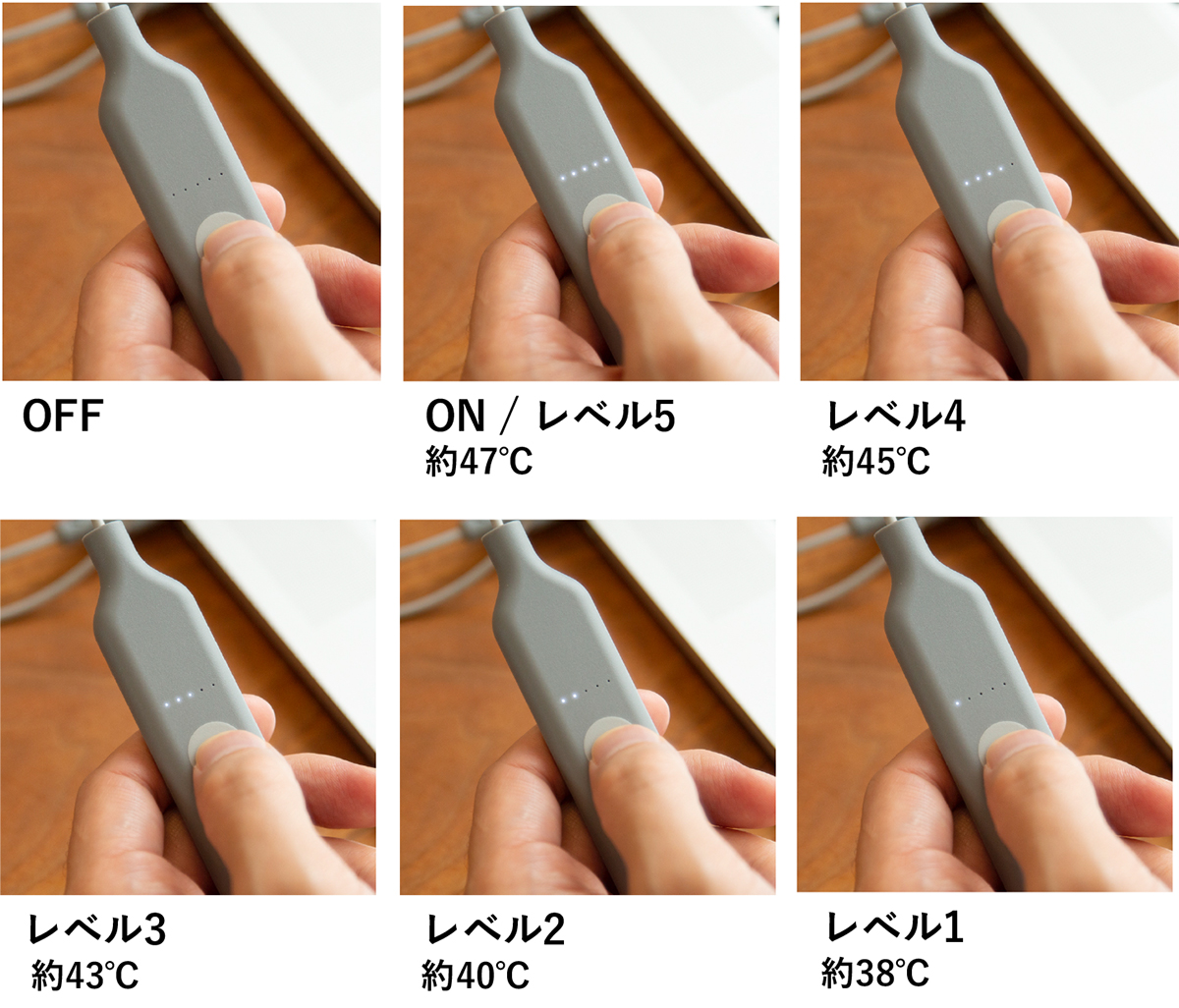 自分の適温に、カンタン操作できる。リモコン中央にある「パワーボタン」ひとつで温度調整。開発に10年かけた、インクで安全発熱するシート型ヒーター「USB式温熱マット」|INKO(インコ)