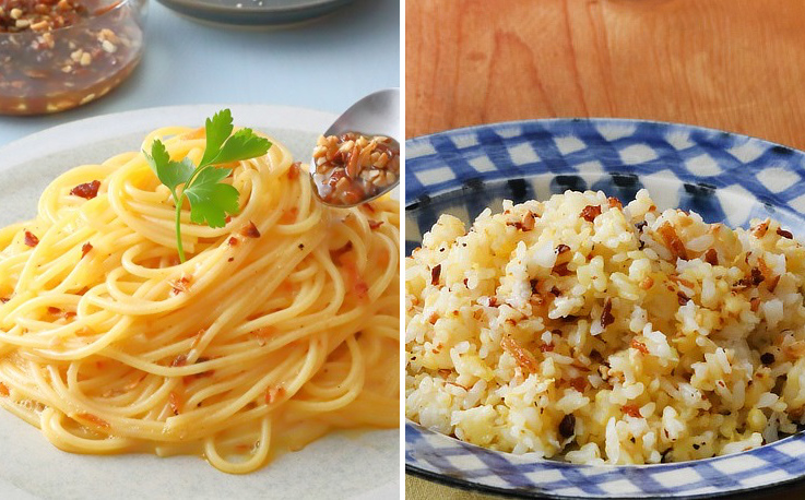 おつまみだけでなく、パンやご飯、パスタといった、主食にかけてもおいしい!サクサクの食感が出て、食べ応えアップ。味変として、途中で加えるのもおすすめ|肉・魚介・野菜・パスタ・ご飯・パン、なんでも美味しくなる食べる調味料『サクサクしょうゆアーモンド』の「ペッパー&スモーク風味」