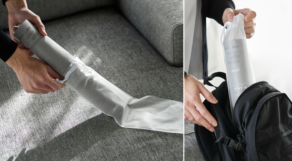 電熱線がないからスリムに丸めて収納も可能｜どこでもあったかデスクワーク！銀ナノインクで温める特許技術、USB-C対応「EXTRAヒーティングパッド スエード」｜INKO（インコ）