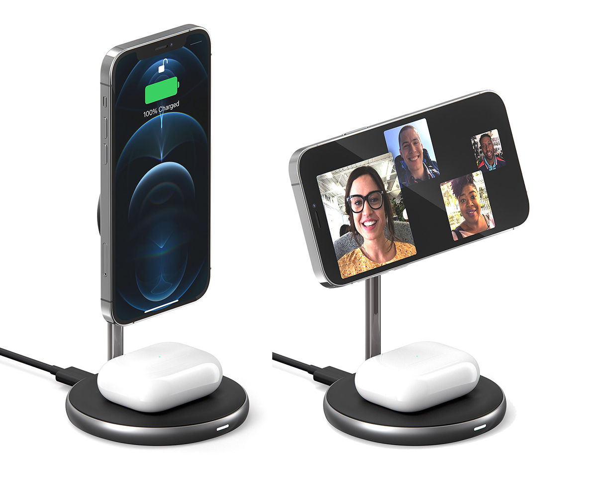 ステンレス鋼とアルミニウム合金のスタイリッシュなボディ|iPhone12とAirPodsに|マグネット式ワイヤレス充電器|Hyper Juice(ハイパージュース)