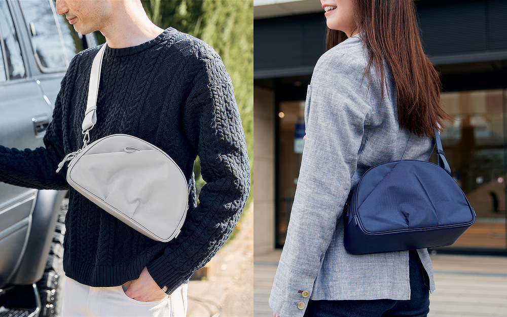 口がパカっと60°開いて、荷物が見える、出し入れスムーズな「バネパカ ショルダーバッグ」｜mayumasa