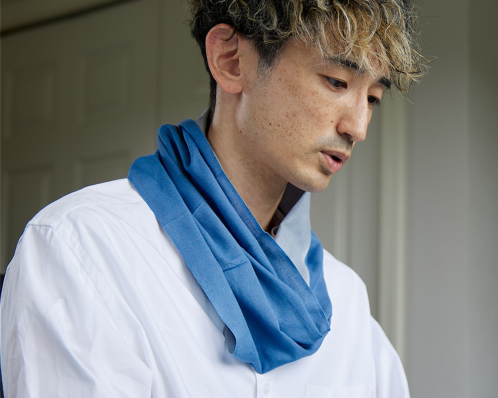 和晒しコットン100%、日除け、汗拭き、冷え対策できる「首の肌着」|Oo(ワオ)