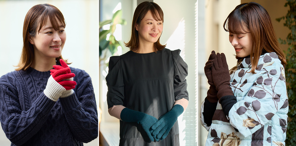 長袖に合わせて、折り返したり。クシュクシュにすれば、袖口のアクセントに。カシミヤ混の「long rib(ロング リブ)」|手袋の町東かがわ市で生まれた選りすぐりの手袋・グローブ「tet.(テト)」