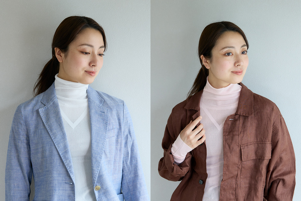 《ハイネックインナー／男女兼用》 UVカット98％、縫い目なしで動きやすい「サラリフィット」｜Salari