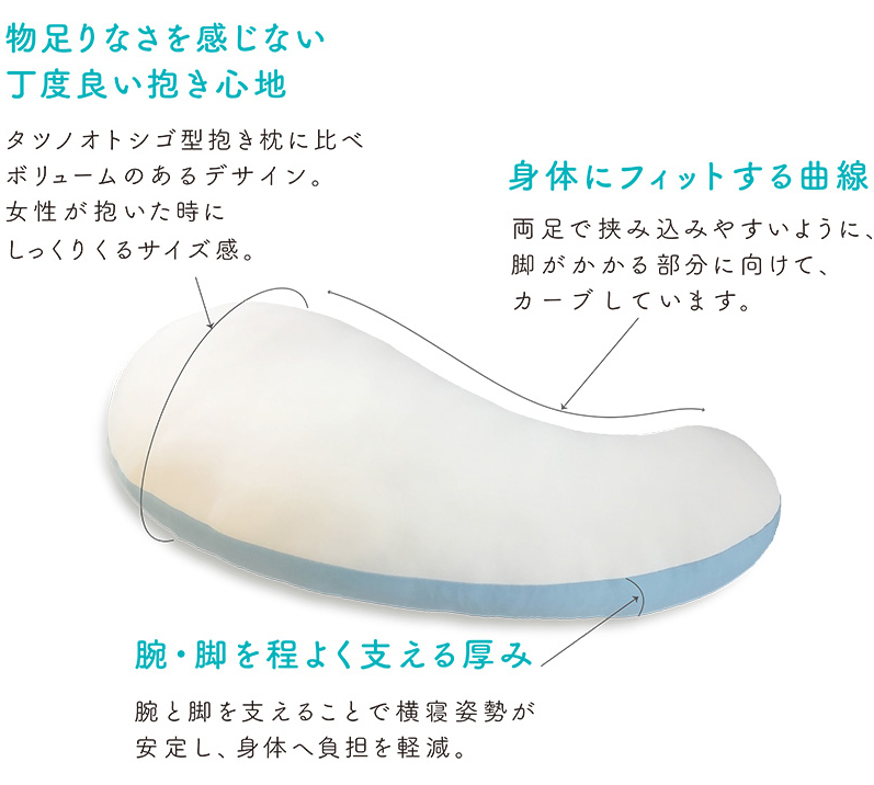まるで枕のほうから抱っこされているような、絶妙なフィット感で、実に気持ちいい寝心地を味わえる『抱き枕』|megumi