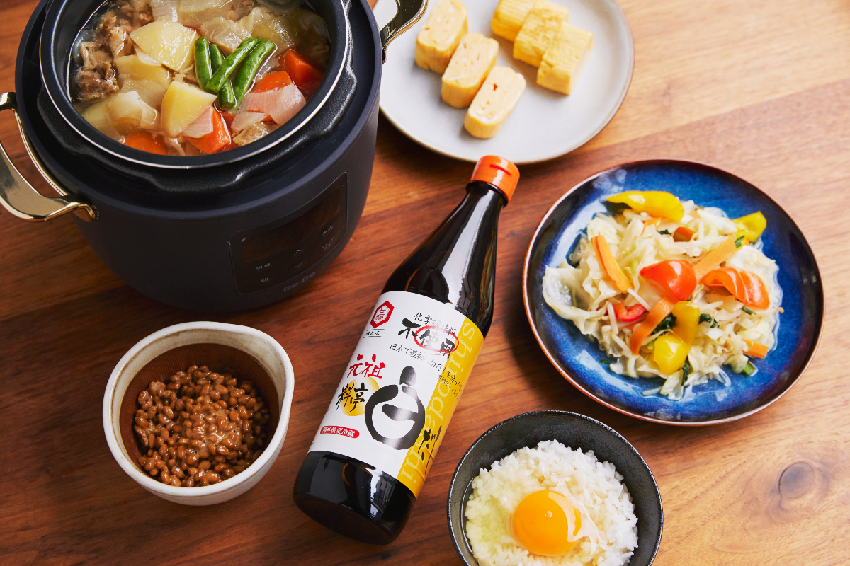 和食以外にも洋食や中華料理にも応用することができ、美味しく仕上がる、忙しい人にぴったりの魔法の調味料|日本で唯一の有機白醤油と枕崎産本枯節を使った「白だしの元祖」万能調味料|七福醸造の元祖料亭白だし