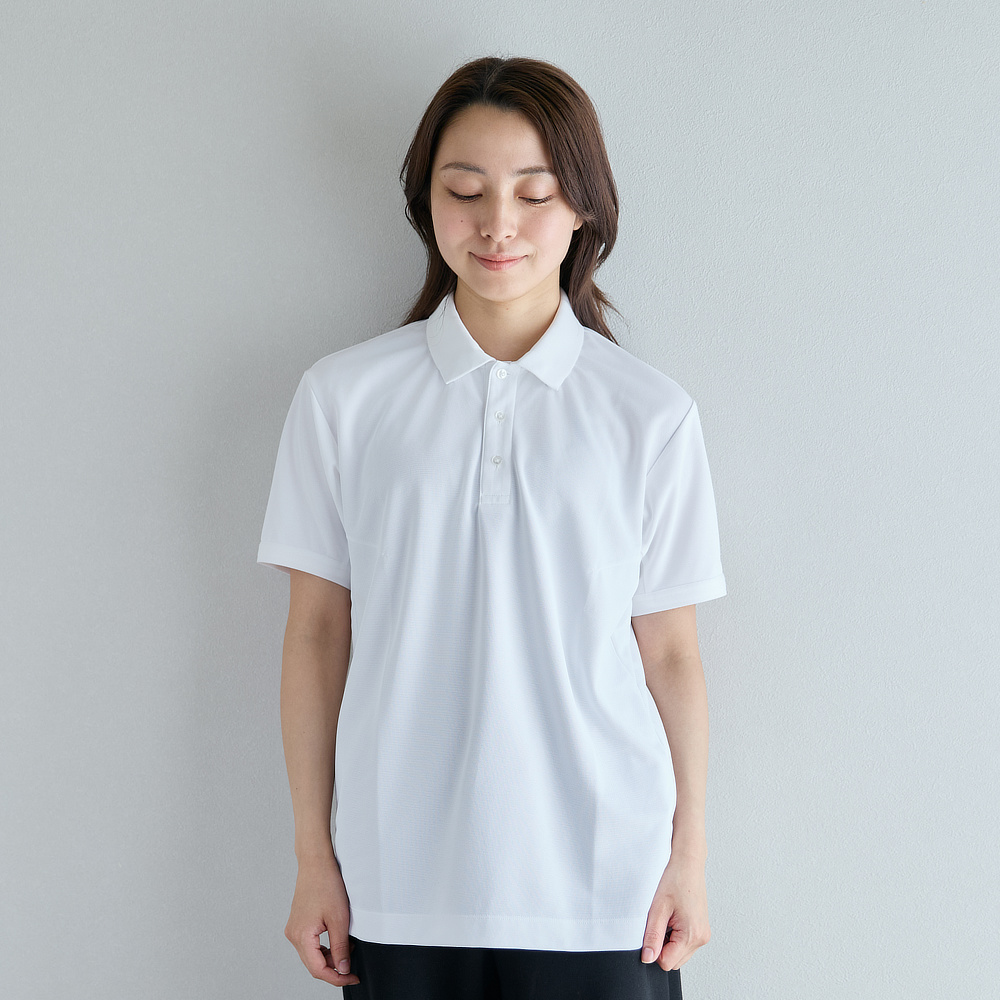 《ポロシャツ》和紙×ポリの快適設計で、湿気を吸って逃す、「和紙糸メディアポロシャツ」｜K-3B