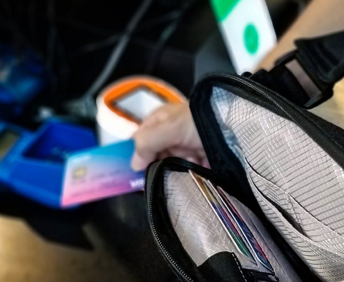 カード情報盗難を抑止する専用ポケットを完備した着る財布(ボディーバッグ型財布)|Code10