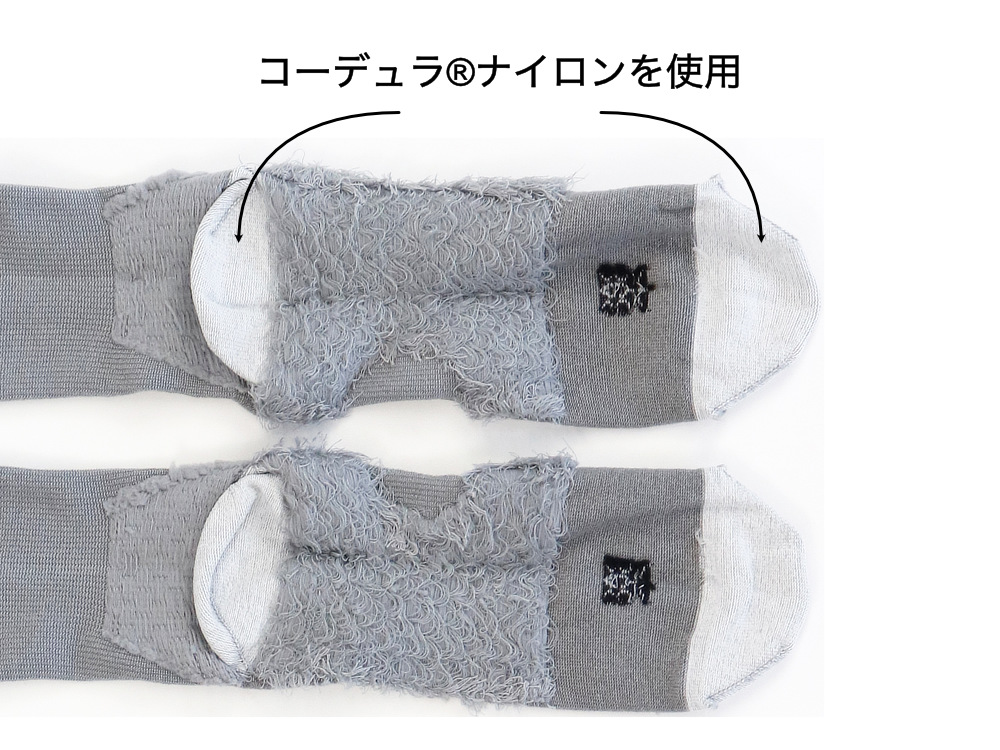 「疲れしらずのくつした®」の１番の特徴が、「特殊クッション編み」｜長時間履いても疲れにくい靴下。土踏まずを下支えして、足底筋をサポートするECONOLEG（エコノレッグ）の「疲れしらずのくつした®」