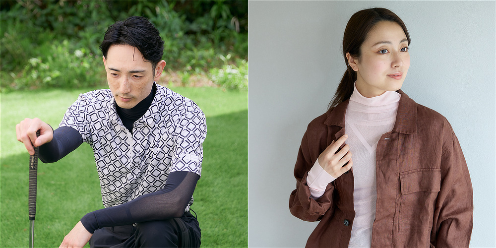 《ハイネックインナー／男女兼用》 UVカット98％、縫い目なしで動きやすい「サラリフィット」｜Salari