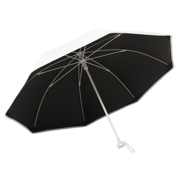 夏は、日陰より“さえぎる陰”｜《晴雨兼用／ギフト袋なし》遮光率100％、折り畳まない“短傘”｜+TIC HYBRID｜ライトグレー