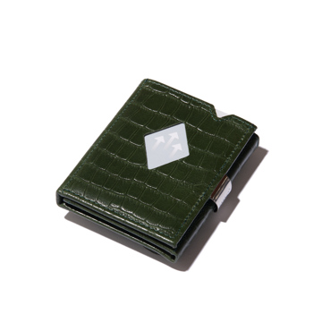 これ、名刺入れかと思った！｜《スキミング防止機能付》１軍カードに直アクセス、コイン・お札も入る「コンパクト財布」｜EXENTRI｜CAIMAN GREEN