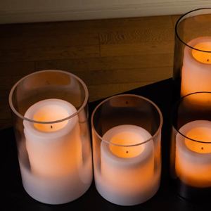 【7700円→3850円】キャンドルのように灯がゆらぐ、ガラスシェードLED キャンドル Lunga ｜DI CLASSE