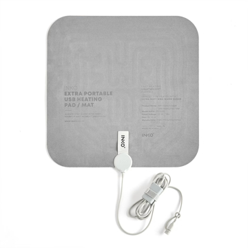 薄さ1.5ミリの“ぽっかぽか”シート型ヒーター｜《18W／30×30cm》どこでもあったかデスクワーク！銀ナノインクで温める特許技術、USB-C対応「EXTRAヒーティングパッド スエード」｜INKO｜アーバングレイ