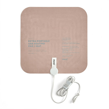 薄さ1.5ミリの“ぽっかぽか”シート型ヒーター｜《18W／30×30cm》どこでもあったかデスクワーク！銀ナノインクで温める特許技術、USB-C対応「EXTRAヒーティングパッド スエード」｜INKO｜ローズウッド