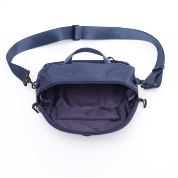 パカっと整う、休日ショルダー｜口が60°開いて、荷物が見える、出し入れスムーズな「バネパカ ショルダーバッグ」｜mayumasa｜NAVY