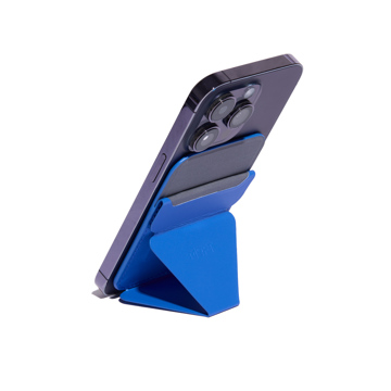 ほしい時だけ“出現”！ 極薄マルチスタンド｜《スマホスタンド》指１本で脚が出現する、薄さ5.5mmのスマホスタンド「snap on」（MagSafe対応）」| MOFT｜サファイアブルー