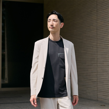 猛暑？酷暑？ クールにいこう｜《Tシャツ》和紙×ポリの快適設計で、湿気を吸って逃す、「和紙糸ラバープリントクルーネックTシャツ」｜K-3B