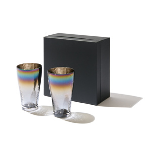 《ビールグラス／2個組》オーロラの光彩で眼福を、まろやかな味わいで口福をもたらす、「純チタン」コーティンググラス｜PROGRESS プログレス