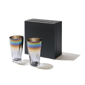 いつものお酒に、惚れ直す｜《ビールグラス／2個組》オーロラの光彩で眼福を、まろやかな味わいで口福をもたらす、「純チタン」コーティンググラス｜PROGRESS プログレス