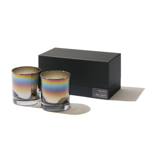 《ロックグラス／2個組》オーロラの光彩で眼福を、まろやかな味わいで口福をもたらす、「純チタン」コーティンググラス｜PROGRESS プログレス