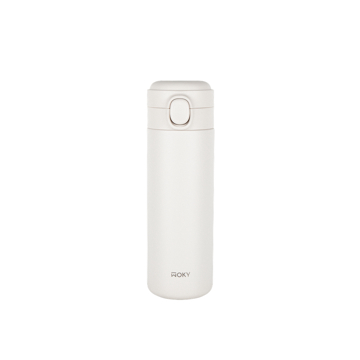 その味変、水筒のせいかも？！｜《ワンプッシュ／450ml》 スポドリOK、金属臭・ニオイ移りなし、チタンセラミックコーティング・ボトル｜WOKY｜ホワイト