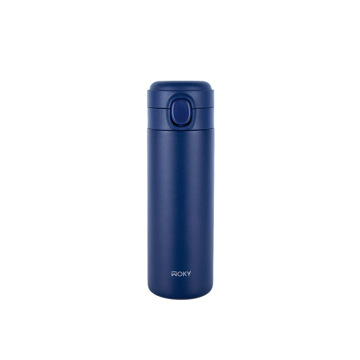 その味変、水筒のせいかも？！｜《ワンプッシュ／450ml》 スポドリOK、金属臭・ニオイ移りなし、チタンセラミックコーティング・ボトル｜WOKY｜ブルー