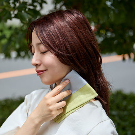 首にワッカ。なるほど、ワオ！！｜和晒しコットン100%、日除け、汗拭き、冷え対策できる「首の肌着」｜Oo