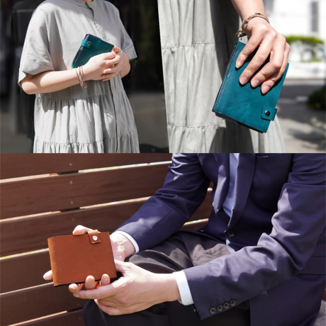 MONOCO OUTLET｜【25,300円→17,710円】 中身を入れても薄いまま、本革コンパクト二つ折り財布｜LEAFLIC
