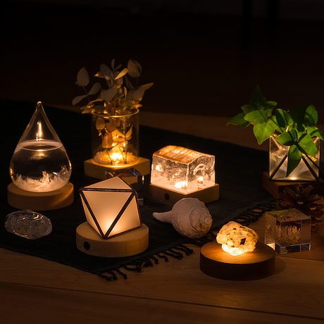 ちいさな「おうち美術館」｜あなたの宝物がじんわり発光する木製ライトベース